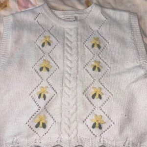 Sincerely Jules White Floral Knit Sweater Vest